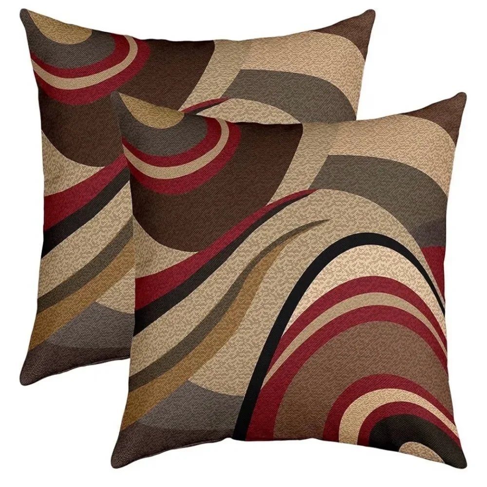 Pack of 2 Throw Pillow Covers, Geometric Square Cushion Case Set 16x16 Inches